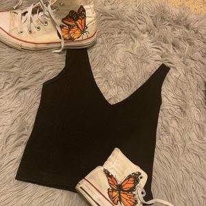 ON HOLD Black V-Neck Cropped Tank